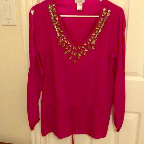 Cache silk tunic with crystal embroidery - Picture 6 of 8
